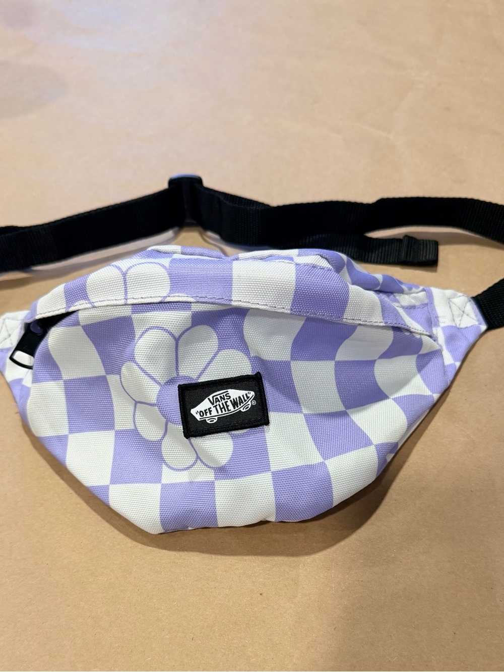Vans Off The Wall Traveler Fanny Pack Lavender Purple Checkered Daisy Belt Bag